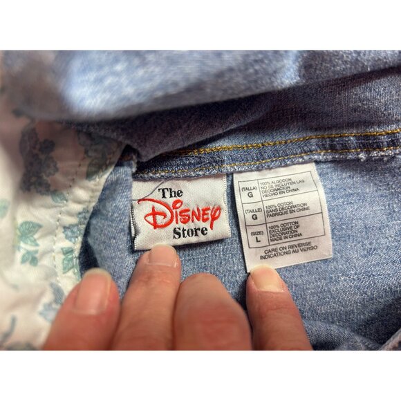 VTG Disney Denim Pooh Jumper Dress Sz L Embroidered Tigger Light Wash Cottage - Picture 4 of 12